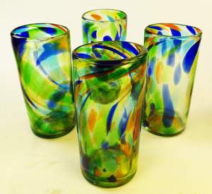 Vasos de vidrio líquido de confeti, vaso de remolino, soplado a mano, Juego de 4, 20 onzas - Product Image 6