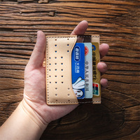 Dompet Mini Kulit PU Vintage Desainer Mewah, Tempat Kartu, Kantong Kunci & Dompet Lipat untuk Pria & Wanita, untuk Kartu Kredit, Tanpa Penutup