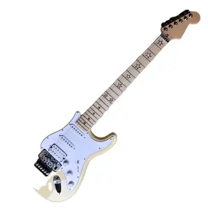 Flyoung Milk Yellow Electric Guitar Maple Neck stringed instrument Floyd Rose Bridge guitar