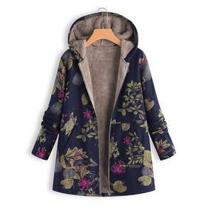 <span class=keywords><strong>Manteau</strong></span> à imprimé floral pour femmes, veste décontractée d'automne et d'hiver, manteaux à capuche surdimensionnés, poche vintage, fermeture éclair, manches longues, pardessus pour femme - Product Image 5