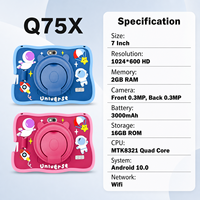 Tablette Android 7 pouces Wi-Fi à processeur MTK, Quad Core, 2+16 Go de mémoire, Android 10.0, pour enfants, éducative, en promotion