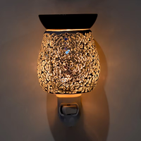 Lampe chauffe-cire murale décorative en mosaïque argentée, brûleur de cire parfumée avec ampoule interchangeable, veilleuse décorative pour chambre à coucher