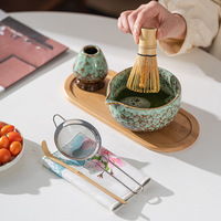 Kit Matcha Classique Portable et Élégant, Cadeau pour Femmes, Cadeaux de Mariage, Ensemble Matcha en Céramique, Bol, Fouet, Porte-fouet