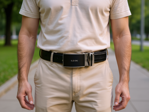 Cintura in Pelle Nera FNN'GEND 5.0cm con Fibbia Automatica per Abbigliamento Formale da Uomo - Product Image 2