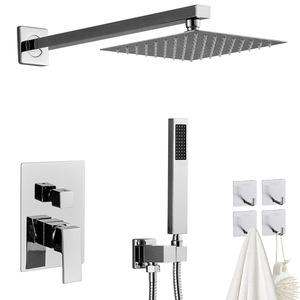 12inch Chrome mạ lượng mưa vòi hoa sen Hệ thống thiết lập được xây dựng tường giấu núi phòng tắm vuông vòi hoa sen vòi - Product Image 4