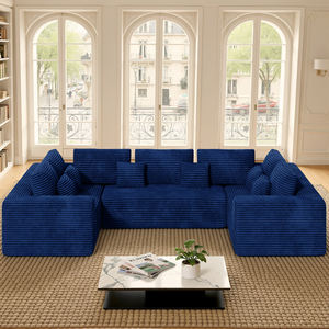 Canapé modulaire en velours côtelé moderne, convertible en lit, rembourrage en éponge, design ergonomique, sans assemblage, avec oreillers pour appartement et salon - Product Image 1