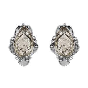 Boucles d'oreilles pendantes en argent sterling 925 pour femmes, luxe, accent diamant doré, motif fleur d'améthyste sculpté à la main, haute qualité, tendance - Product Image 1