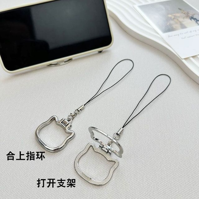 Metal Cat Ear Phone Holder With Ring Stand Portable Desk Mount For Mobile Phones