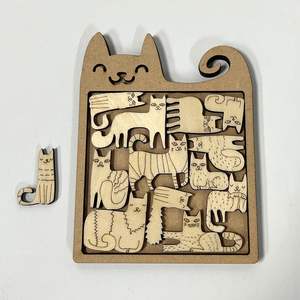 Puzzle en bois MCX Chat Forme irrégulière Casse-tête éducatif Jouet Haute difficulté Cadeau d'anniversaire Défi - Product Image 1