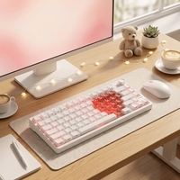 Nouveau clavier mécanique USB sans fil 79 touches RGB avec touches interchangeables en forme de cœur pour PC de bureau