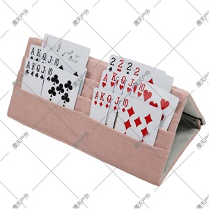 Porta cartas de juego portátil de tres capas, de tela, estilo étnico, plegable para juegos de cartas - Product Image 4