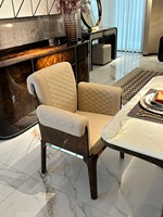 Table à manger de luxe sur mesure haut de gamme avec plateau en marbre, ensemble de salle à manger simple