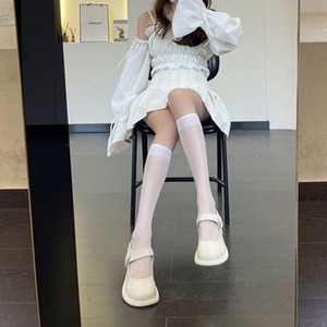 White <b>Lace</b> Calf <b>Socks</b> Women Mid Calf Breathable Japanese Style Lolita <b>Socks</b> With Ruffle Trim For Youth - Product Image 4
