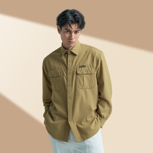 Men's Retro Spring Satin Breathable Eco-Friendly Embroidered Workwear Shirt Short-Sleeved Button-Up Anti-Wrinkle Collar Casual - Product Image 1