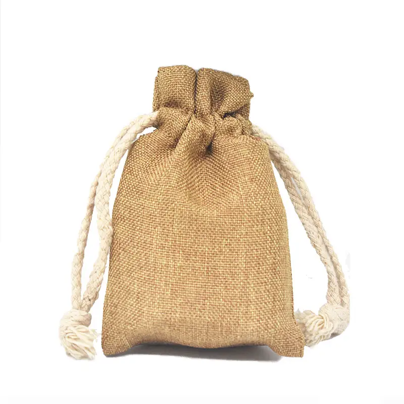 Customized Natural Jute Cosmetic Drawstring Bag For Skin Care Packing Cosmetic Bags