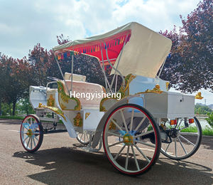 รถม้าไฟฟ้าสีขาวสำหรับงานแต่งงานแบบไม่มีหางม้าใส่สบายกลางแจ้งเที่ยวชมม้าไฟฟ้าทัวร์งานแต่งงานใหม่ - Product Image 5