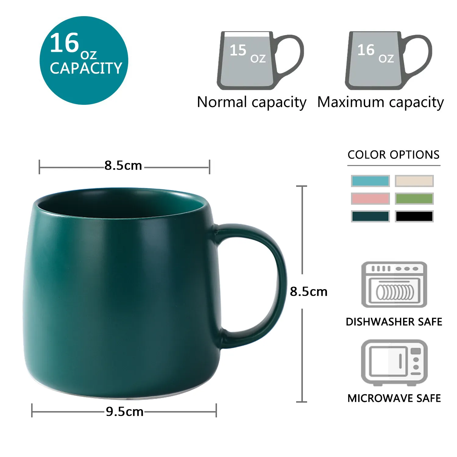 Custom logo Large Matte Ceramic Coffee Mug with handle 15 16oz Porcelain Big Mug for Christmas Gifts Tea Cup for Office and Home