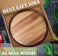 Acacia Wood Lazy Susan Plattenspieler, Plattenspieler für Küchen organisatoren mit Stahl kante, geeignet für Arbeits platten schränke oder Esstische