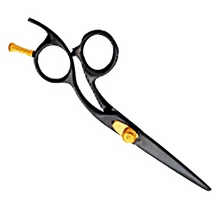 Ciseaux de coiffure professionnels légers à manche long en titane noir, écologiques, pour droitiers, à prix abordable - Product Image 1