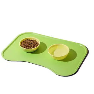 Protéger les sols Portable Pet Slow Eat Mat Chat Litière Double Couche Étanche Silicone Pet Bols Tapis