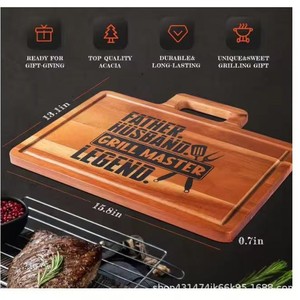 Tabla de cortar de madera para cocina, tabla de cortar de doble cara con asa, para carne, pizza y platos de cena - Product Image 4