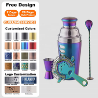 Kit de barman professionnel en acier inoxydable à double paroi, écologique, avec outils de shaker et placage couleur, pour cocktails – Collection Création Factory