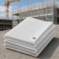 Filet de sécurité blanc 180 GSM en PEHD stabilisé aux UV, sur mesure, 2 x 15 m, tricoté, pour protection antichute sur chantier de construction