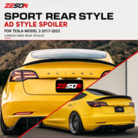 Tesla Model 3 2017-2023 Ön Makyajlı Araçlar İçin AD Style Gerçek Karbon Fiber Arka Spoiler Bagaj Kanadı