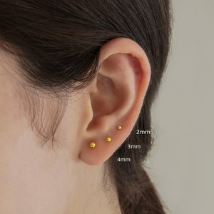 CANNER 2/3/4mm 3Pcs/Set Boucles d'oreilles simples classiques petites boules pour femmes et filles Mini clous d'oreilles en argent sterling S925 18K - Product Image 1