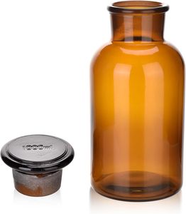 Bouteille en verre ambré vide, grande bouteille ambrée transparente à large ouverture, bouteille d'apothicaire 125 ml - Product Image 3