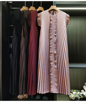 Robe longue plissée Miyake à ourlet irrégulier couleur personnalisée, avec ceinture à nouer, manches longues, style européen, pour femme, décontractée ou de soirée, vente chaude, OEM ODM