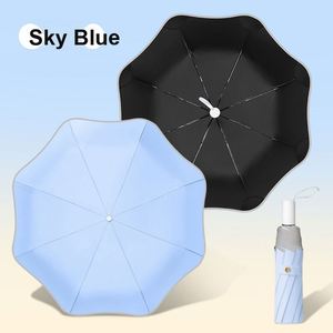 Parapluie de voyage et de trajets domicile-travail, anti-UV UPF50+, pliable en 3 sections, 8 baleines, 350g, 110cm, avec revêtement noir, coins arrondis sécurisés et bande réfléchissante - Product Image 3