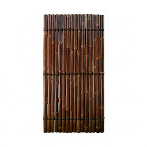 Clôture de luxe semi-bambou avec 3 lattes en bambou noir et corde de coco noire – Panneaux de jardin écologiques pour l'intimité et la nature - Product Image 1