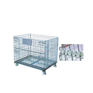 Cage de rangement en vrac à deux côtés, cage à mailles en fil d'acier galvanisé, conteneur