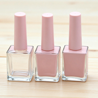 Vente en gros de flacons en verre pour vernis à ongles, personnalisés, vides, mats, carrés, de 10 ml, 12 ml, 15 ml, pour l'emballage de produits de beauté, avec bouchon et pinceau
