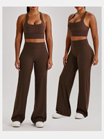 Pantalon évasé ample pour femme avec logo personnalisé, taille haute, pour yoga, danse, entraînement, décontracté, jambe large 4002
