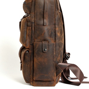 New Hot Sales <b>Large</b> Capacity Crazy Horse Genuine <b>Leather</b> Bag 15 Inch Laptop <b>Backpack</b> <b>Leather</b> Traveling Shoulder Bag for Men - Product Image 4