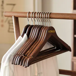 JINSHENG Factory Wholesale Amazon Custom Wood Hanger With Logo For Hotel Wooden Coat Hangers Pants Suit Wooden Clothes Hanger