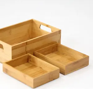Easy — ensemble de conteneurs de rangement, ensemble en bambou avec poignée pour salle de bain, boîte de rangement en bois à deux couches pour bijoux, pour la cuisine