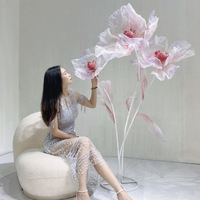 Dekorasi Panggung Pernikahan Bunga Poppy Sutra Raksasa Trendi, Properti Penunjuk Jalan, Seni Floral, Pameran, Dekorasi Jendela