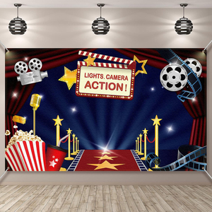 Bannière de fond portable pour remise de diplôme et <span class=keywords><strong>anniversaire</strong></span> 110x180cm en polyester pour décorations de fête cinéma - Product Image 2