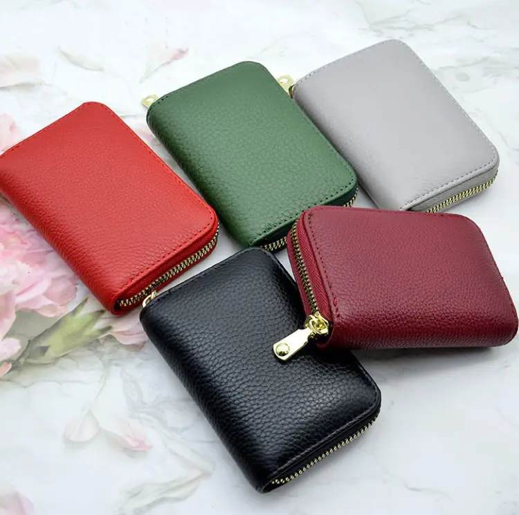 Wholesale Genuine Leather Credit Card Holder Coin Purse Unisex RFID Wallet