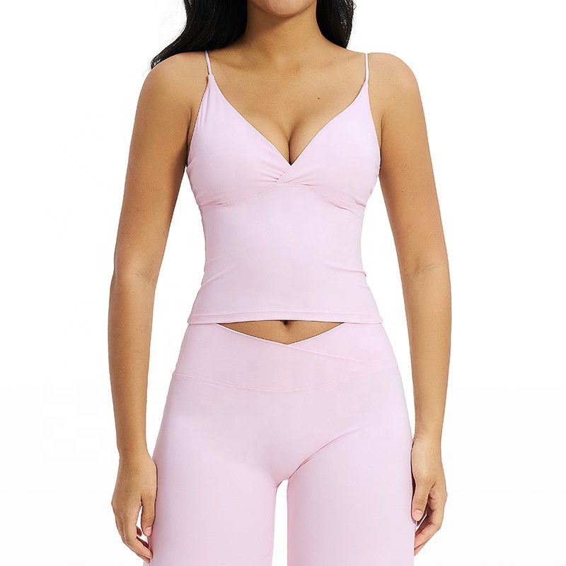Women Plus Size Backless V-Neck Yoga Tank Top Bra Four-Way Stretch Lightweight Sports Top Front Logo Pilates Gym Training Vest