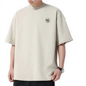 High Quality Custom Mens 280GSM Heavy Weight 100 Cotton Oversized Turtleneck <b>Collar</b> <b>T</b> <b>Shirt</b> Luxury Thick Drop Shoulder Blank Tee - Product Image 2
