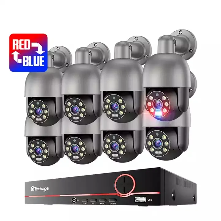 TinoSec Hệ Thống An Ninh Camera Ptz 8 Camera Xoay 4K 8Mp Theo Dõi Tự Động Poe IP66 Giám Sát Chống Nước