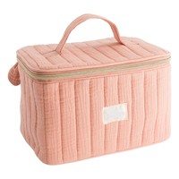 Sac de rangement multifonctionnel pour le maquillage Grand étui de beauté matelassé élégant Sac de toilette en pur coton fait à la main.