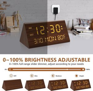 Nightstand Living Room Morning Standing Smart Base Big Desktop Triangle Shaped Desk Table Wood Led <b>Digital</b> Electric Alarm <b>Clock</b> - Product Image 2