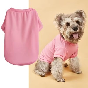 T-shirt personnalisé pour animaux de compagnie, vêtements pour chiens en polyester doux, couleur unie, col ras du cou, printemps-été, respirant, décontracté pour petits chiens et chats, 11 couleurs - Product Image 2