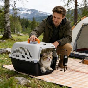 Cage de transport rigide <span class=keywords><strong>pour</strong></span> chiens et chats, mini, portable, avec porte <span class=keywords><strong>en</strong></span> fil d'acier, gamelle d'eau, séparateur d'urine et fentes de ventilation, <span class=keywords><strong>pour</strong></span> voiture - Product Image 6