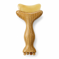 Planche de massage Gua Sha en bois de santal vert naturel, design sirène, pour le visage et le corps, drainage lymphatique